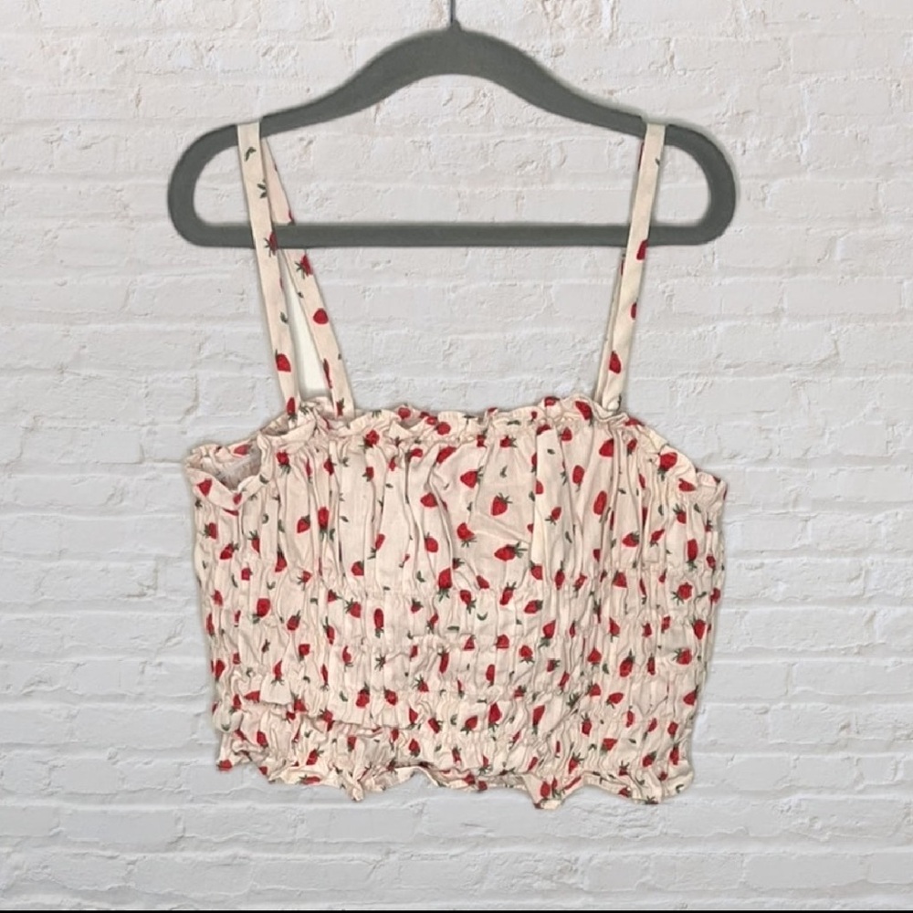 Zara Ruched Strawberry Crop Top